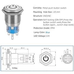 Quentacy 19mm 3/4" Latching Push Button Switch 12V