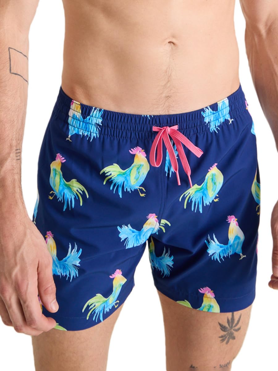 Photo 1 of Chubbies Mens Swim Trunks – Mens Swim Shorts with 4-Way Stretch, 5.5” Beach Shorts with Elastic Waist, Drawstring, Mesh Lining, UPF 50+ (Fowl Plays, Medium)