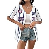 Oversized Jersey Shirts for Women V Neck Y2k Shirt Striped Number Graphic Shirt Casual Streetwear Tee Tops