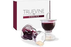 CONCORDIA SUPPLY TrueVine Chalice Communion Cups and Wafer Set - Prefilled Cups w/Fresh Unleavened Bread & Grape Juice - Carefully Packaged & Easy to Open Elements for your Church Services, Fits in Trays (25 Count)