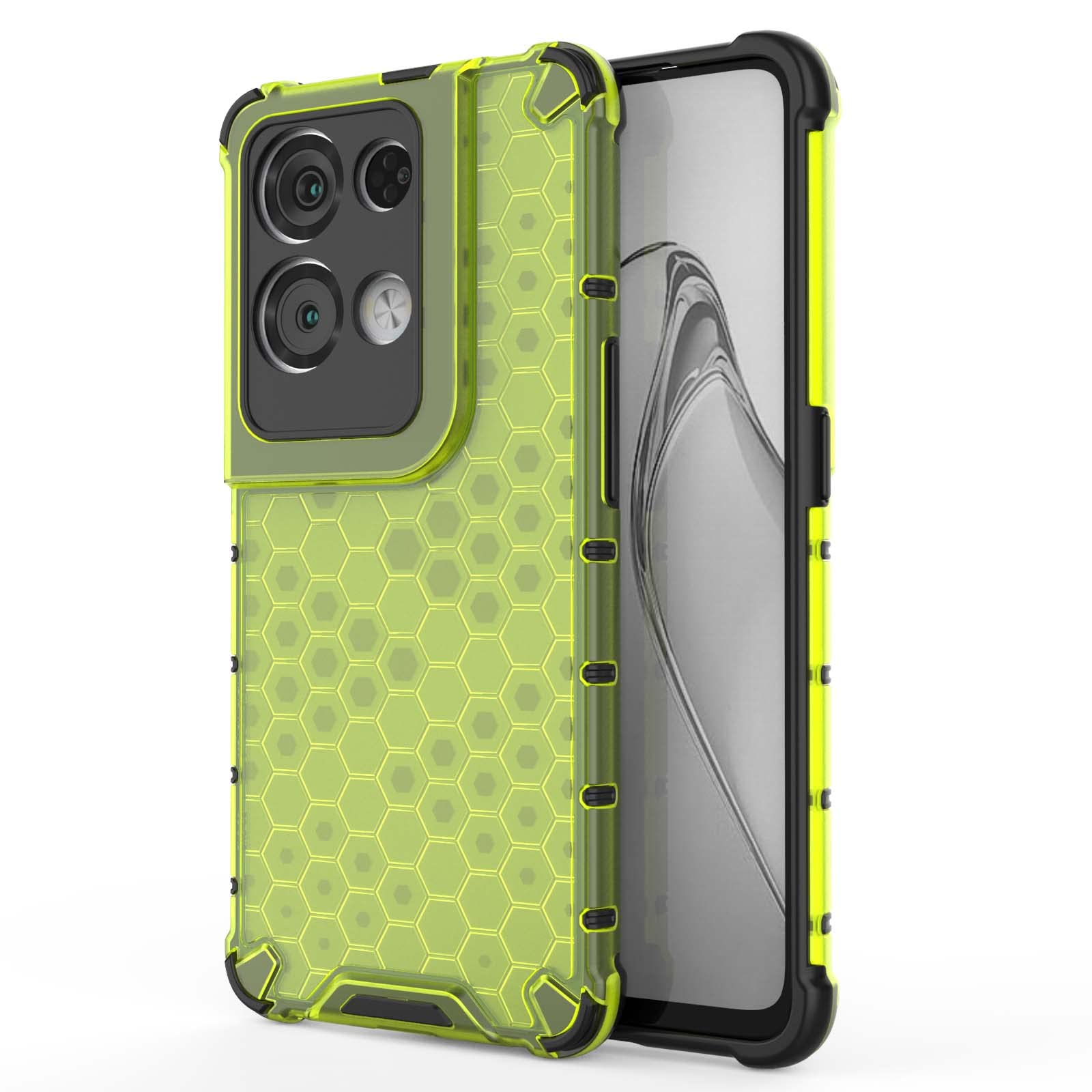 QIYIN Honeycomb Case for Oppo Reno 8 5G/Reno8 5G, Ultra-thin Transparent Silicone Cover, Soft TPU Cushioning Shockproof Bumper Phone Case (Green)