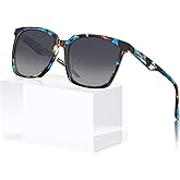 Carfia Acetate Oversized Square Polarized Sunglasses for Women Big Face Fashion Retro Sunnies CA5505