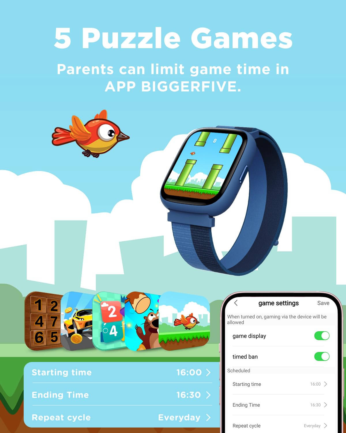 BIGGERFIVE Kids Smart Watch, 1.8