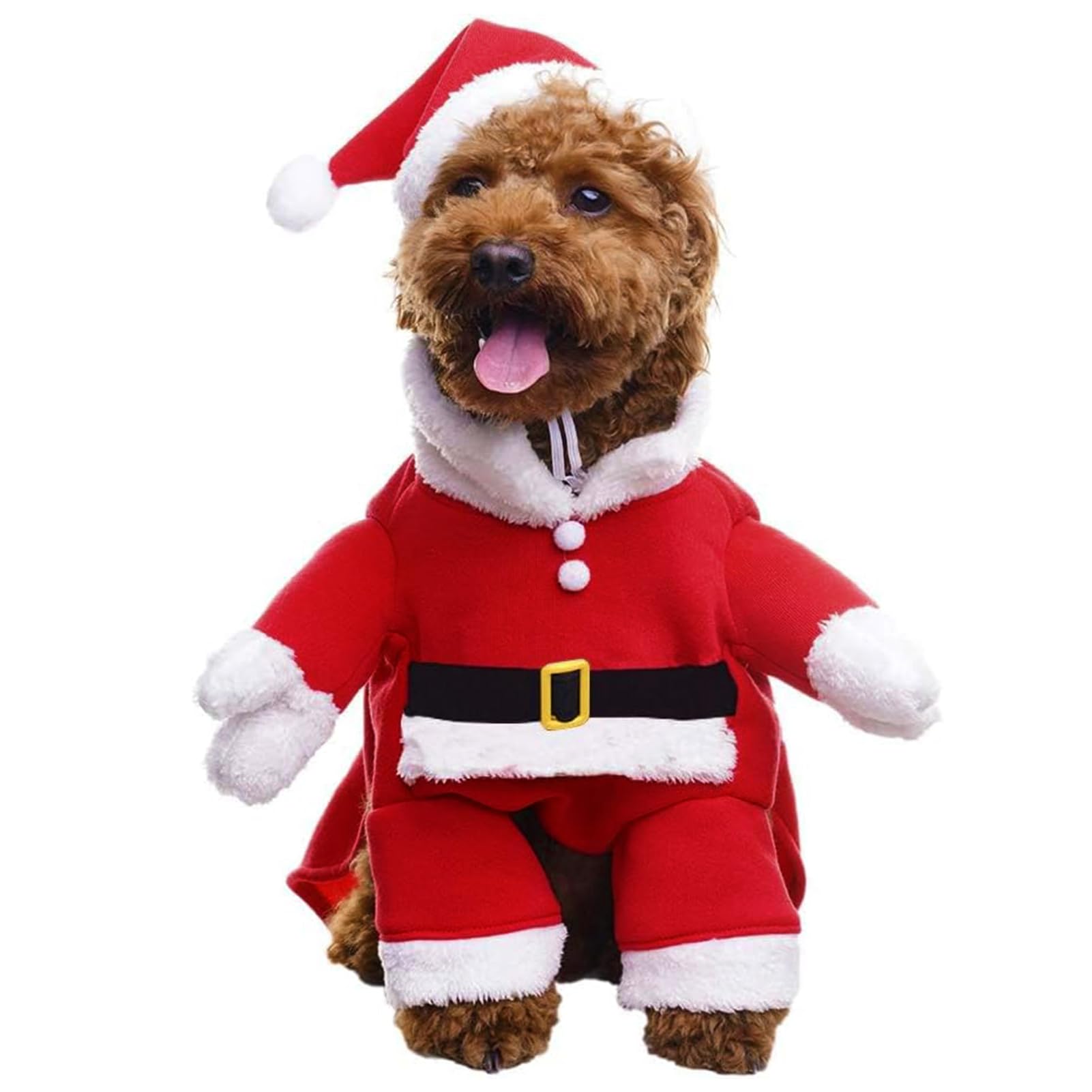 Dog Christmas Costumes with Santa Claus Hat Pet Clothes Suit Xmas Outfits Hoodies for Dogs Puppy Cats Cosplay Holiday Medium