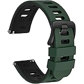 WOCCI 22mm Bicolor Watch Band, Silicone Rubber, Quick Release Replacement Strap for Men and Women, Black Stainless Steel Buck