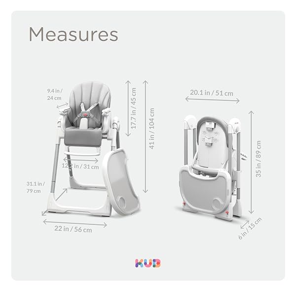 KÜB 3-IN-1 FOLDABLE BABY HIGH CHAIR | MULTIFUNCTIONAL INFANT HIGH CHAIRS FOR BABIES AND TODDLERS | REMOVABLE SEAT & TRAY FOR EASY CLEAN | 7 HEIGHT & 4 RECLINE ADJUSTABLE | 2 LOCKING WHEELS(GREY)