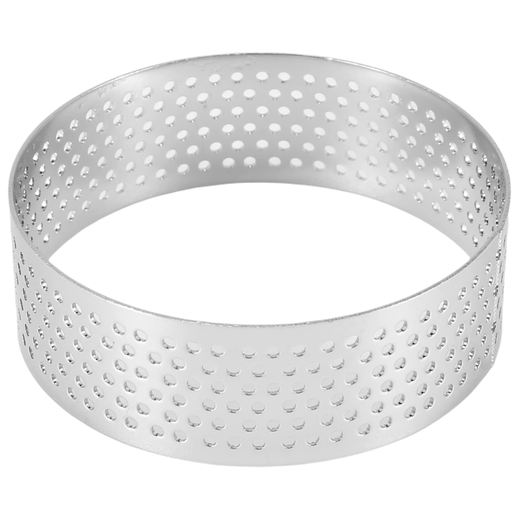 Ocnvlia 10Pcs Round Dessert Stainless Steel Perforated Fruit Pie Quiche Cake Mousse Mold Kitchen Baking Mold 6cm