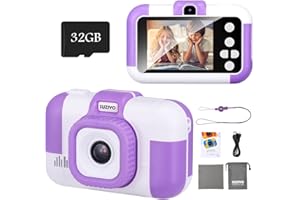 SUZIYO Children Camera, Birthday Electronic Toys for Kids, Upgrade Toddlers Selfie Digital Camcorder 1080P for Age 4-7 Years Old Boys Girls with 32G SD Card, Purple