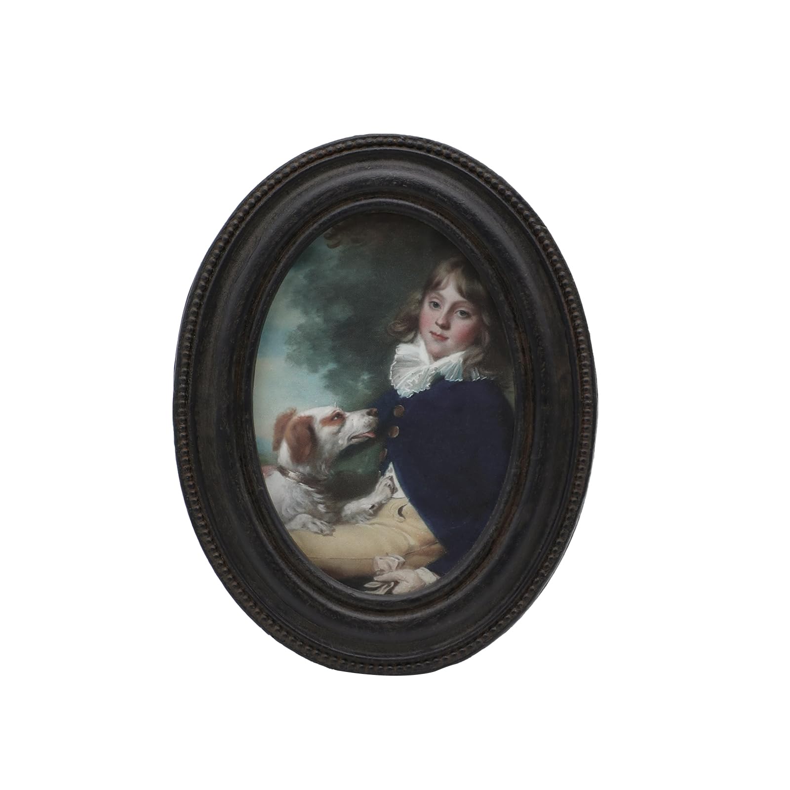 SYLVIA'S SHOP 2.5x3.5 Small Vintage Oval Picture Frame, Mini Antique Black Grey Ornate Photo Frame, for Tabletop and Wall Display, Retro Home Decor, Old Fashioned Photo Gallery Art