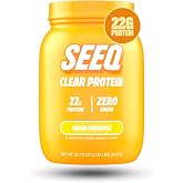 SEEQ Clear Protein Powder - Mango Pineapple - 22 Servings - 22g Clear Whey Protein Isolate - Zero Sugar - 0g Lactose - Allergen Friendly - GLP1 Support - Bone Health - Muscle Post Workout Recovery