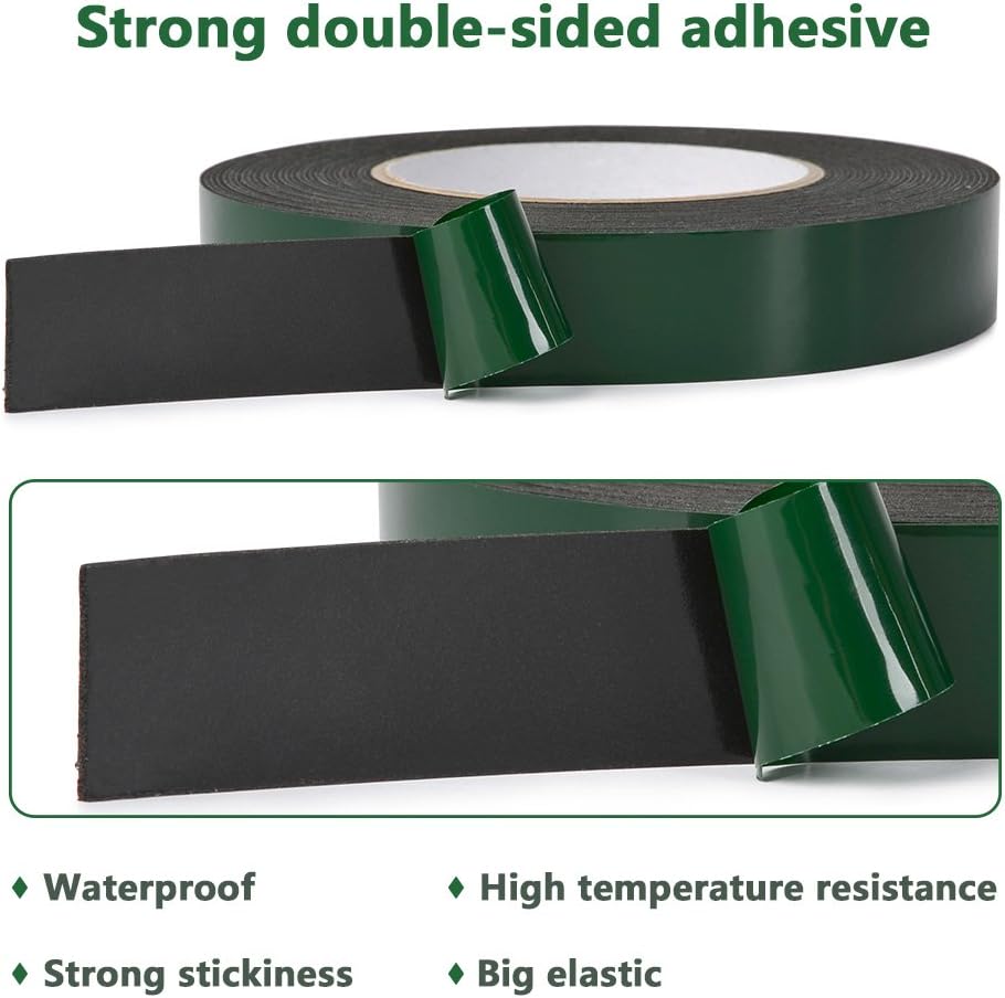 TIMESETL 10m(25mm) Foam Tape Double Sided Waterproof Mounting Tape Adhesive Sponge Tape for Automotive Grade Car Trims Number Plate Fixing - Image 3