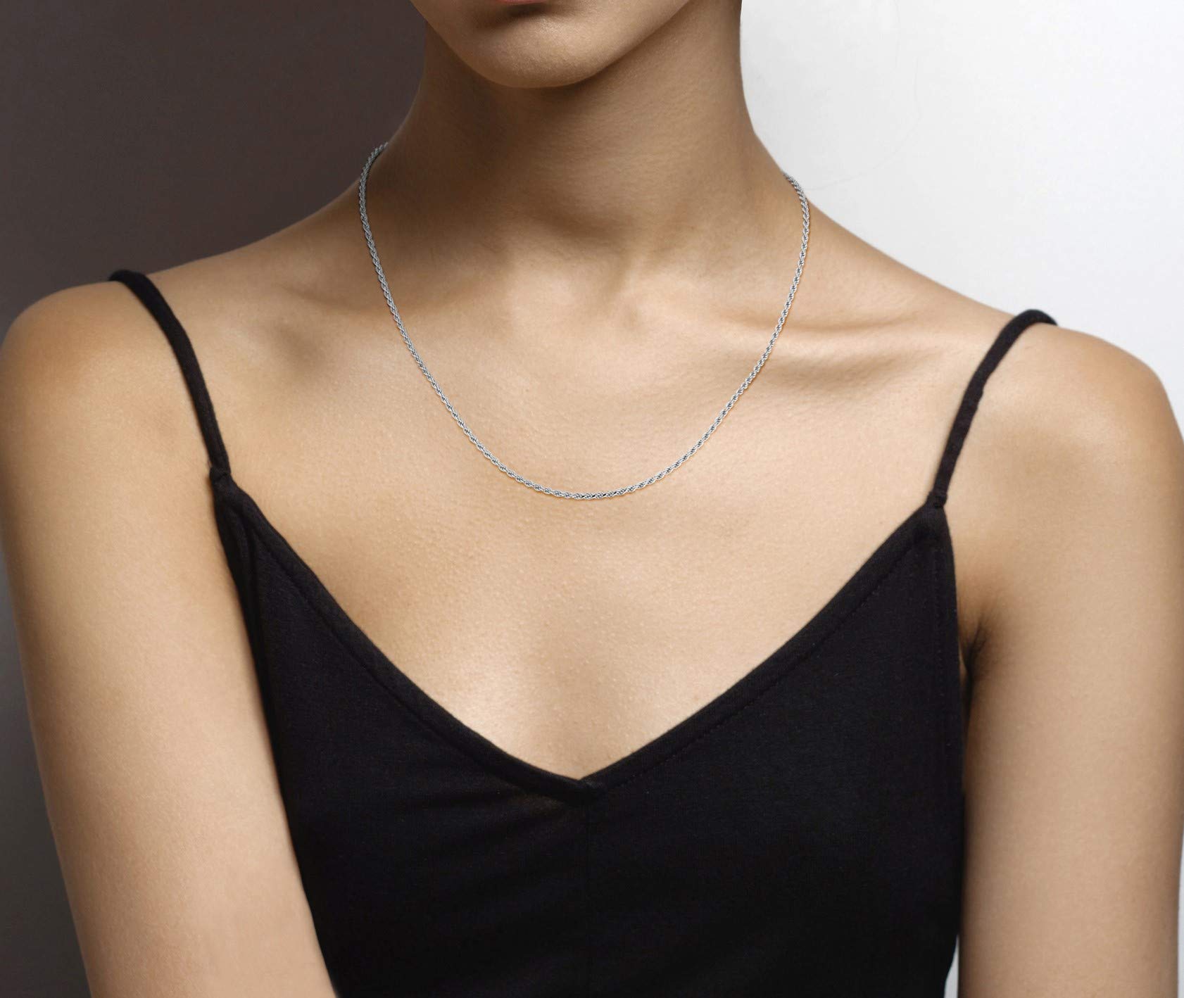 Miabella Solid 925 Sterling Silver Italian 2mm, 3mm Diamond-Cut Braided Rope Chain Necklace for Men Women Made in Italy