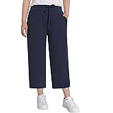 Weintee Women's Wide Leg Cotton Capri Pants with Pockets