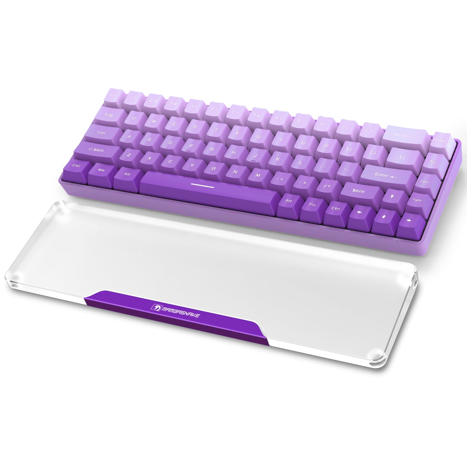 MAMBASNAKE Keyboard Wrist Rest for 68 Keys Compact 65% Keyboard - CNC Acrylic Keyboard Hand Support Palm Rest with Aluminum Logo - Anti-Slip Feet - for Office/Gaming/Typing/Laptop - Purple