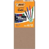 BIC Cristal Gel Pens, Medium Point, 0.7 mm, Assorted Colors, 12-Count | Ultra Smooth Writing Experience, Long Lasting Ink Performance, Clear Barrel for Easy Ink Tracking, Assorted Color Options