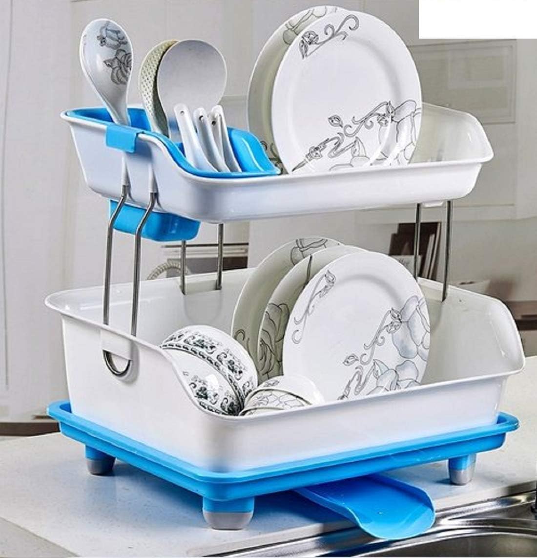 Vruta 3 in 1 Kitchen Sink Dish Drainer Drying Rack Washing Holder Plastic Basket Organizer with Tray Size:- 44 * 24 * 16 cm Assorted Color