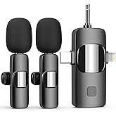 NesveCit 3 in 1 Professional Wireless Lavalier Microphone for iPhone Android Camera USB-C, 65ft Clip on Plug-Play Lapel Micro