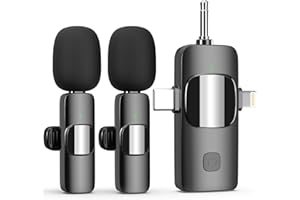 NesveCit 3 in 1 Professional Wireless Lavalier Microphone for iPhone Android Camera USB-C, 65ft Clip on Plug-Play Lapel Microphone/Noise Reduction, Mini Mic for Video Recording Interview Podcast
