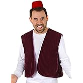 Disney Aladdin Fez & Vest Costume Kit - Purple Velour Vest with Attached Fez, One Size Fits Most