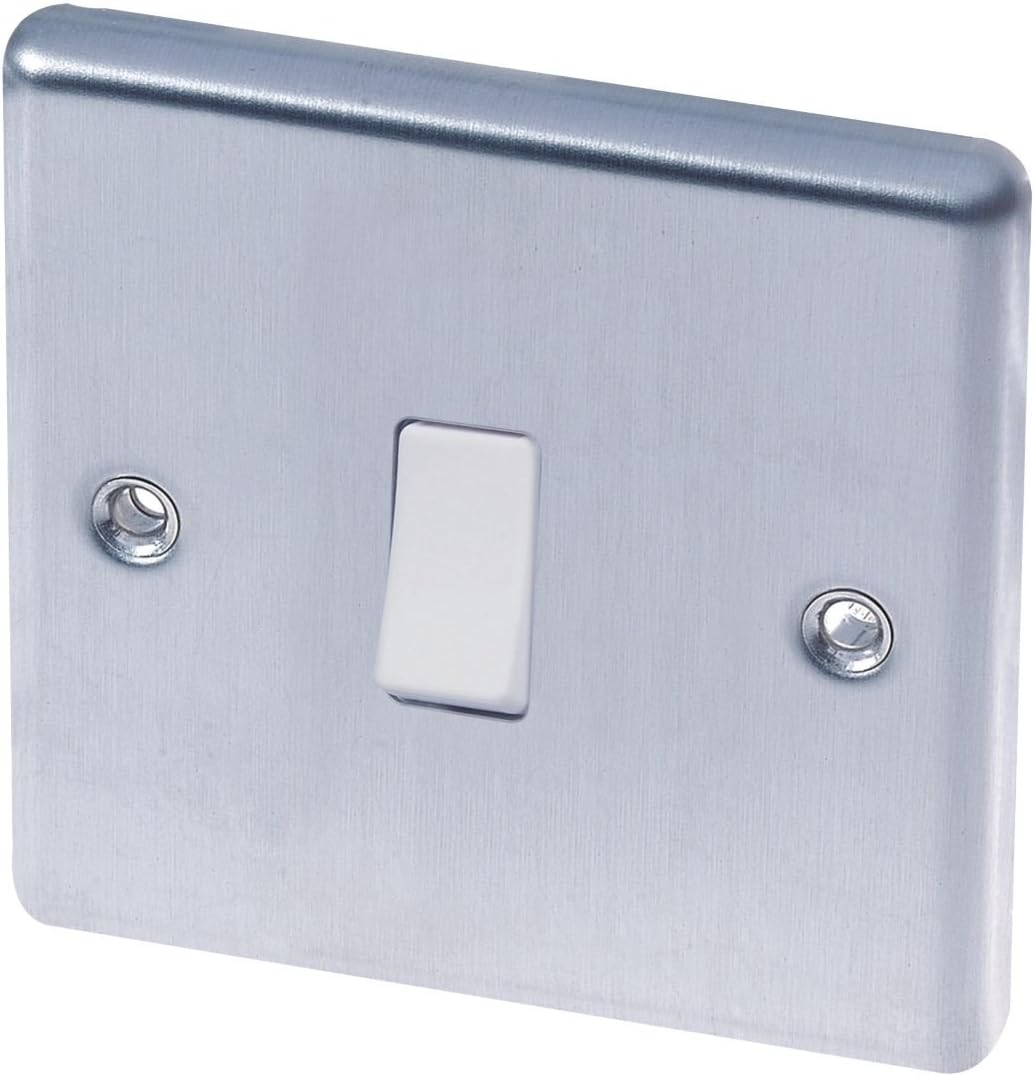 LAP 1Gang 2Way 10AX Light Switch Brushed Stainless Steel Amazon.co.uk DIY & Tools