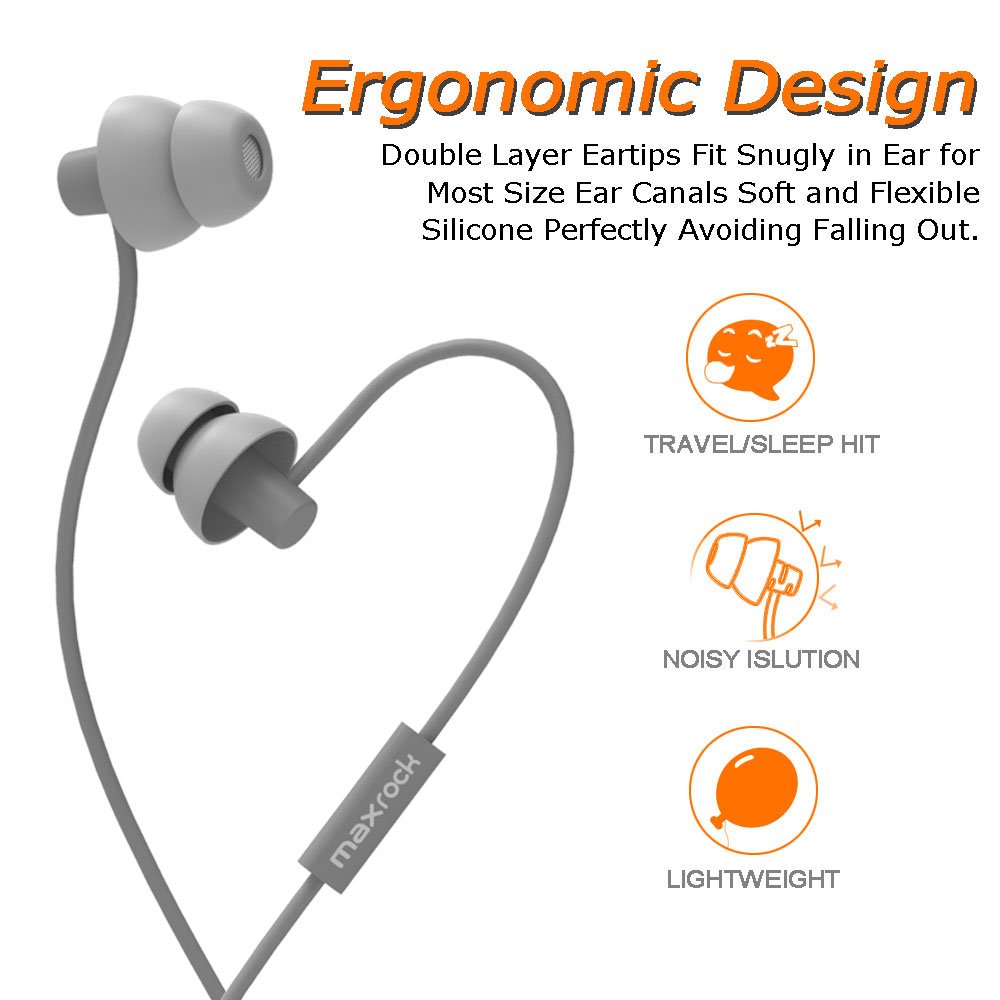 MAXROCK Sleeping Headphones, inEar Soundproof Earplug Soft Earbuds
