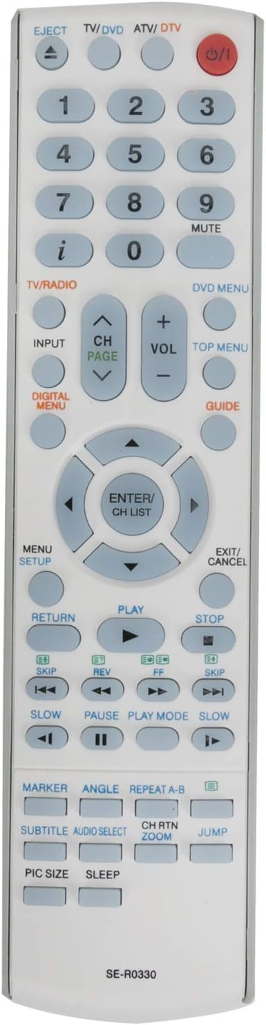 VINABTY SE-R0330 Replacement Remote Control for SE-R0329 Compatible with Toshiba TV DVD 19DV555DG 19DV556DB 22DV616DG 26DV615DG19DV556DG