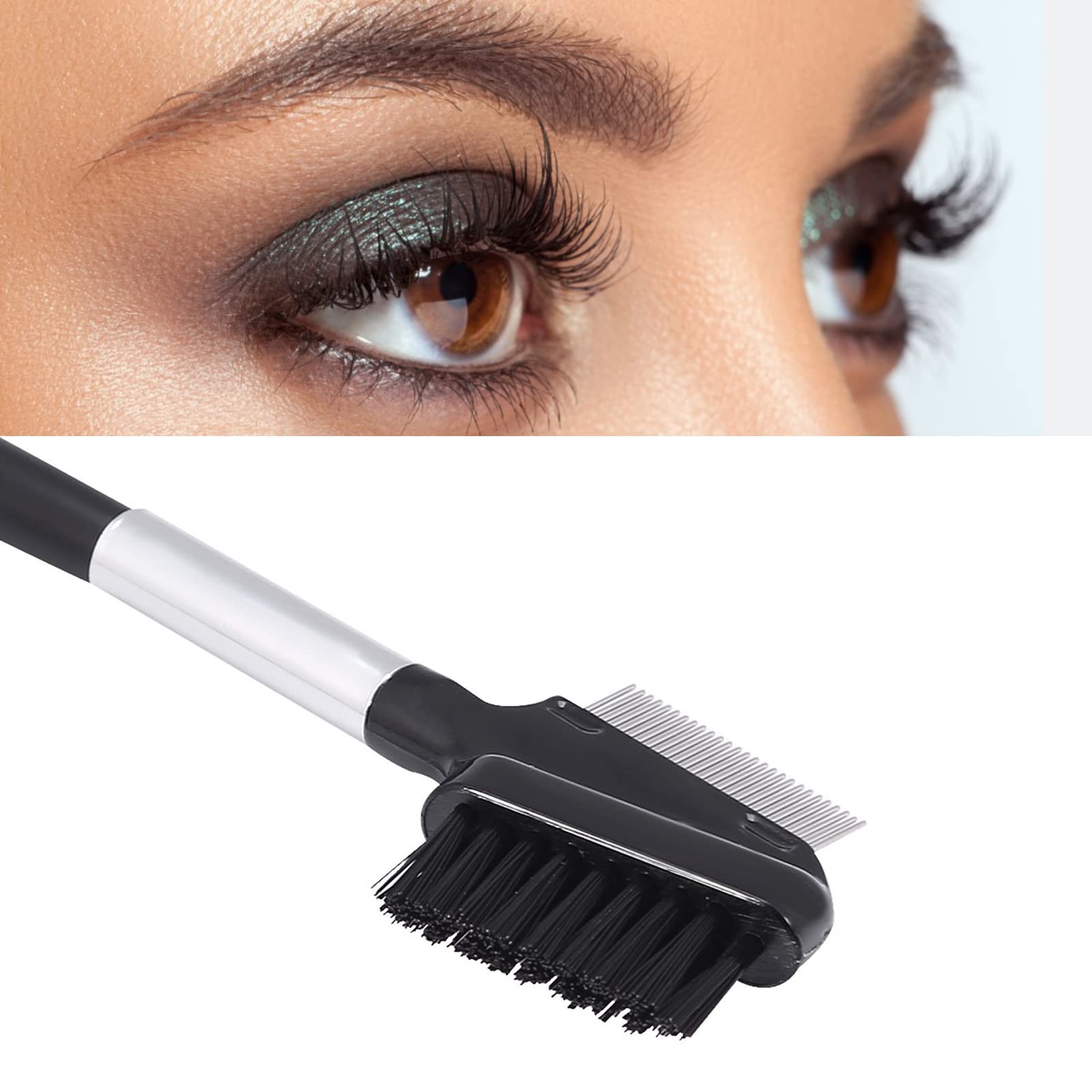2 in 1 Eyebrow Brush, Eyebrow Brush, Eyelash Comb Brushes Eyelash Extensions Cosmetic Make Up Made of Stainless Steel