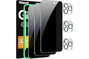 Wiaocit 3 Pack Tempered Glass Privacy Screen Protector for iPhone 16 Pro Max with 3 Pack Camera Lens Protector, 9H Hardness, Bubble Free, Case Friendly