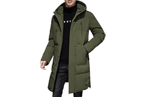 Wyeysyt Men's Quilted Puffer Jacket Hooded Long Winter Warm Padded Coat Zip Up Thicken Jackets with Pockets