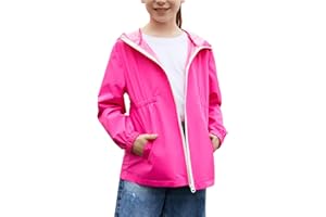 MODAFANS Girls Boys Rain Jacket Lightweight Waterproof Hooded RainCoats Windbreaker for Outdoor 4-13year