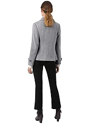 Allegra K Women's Notched Lapel Double Breasted Pea