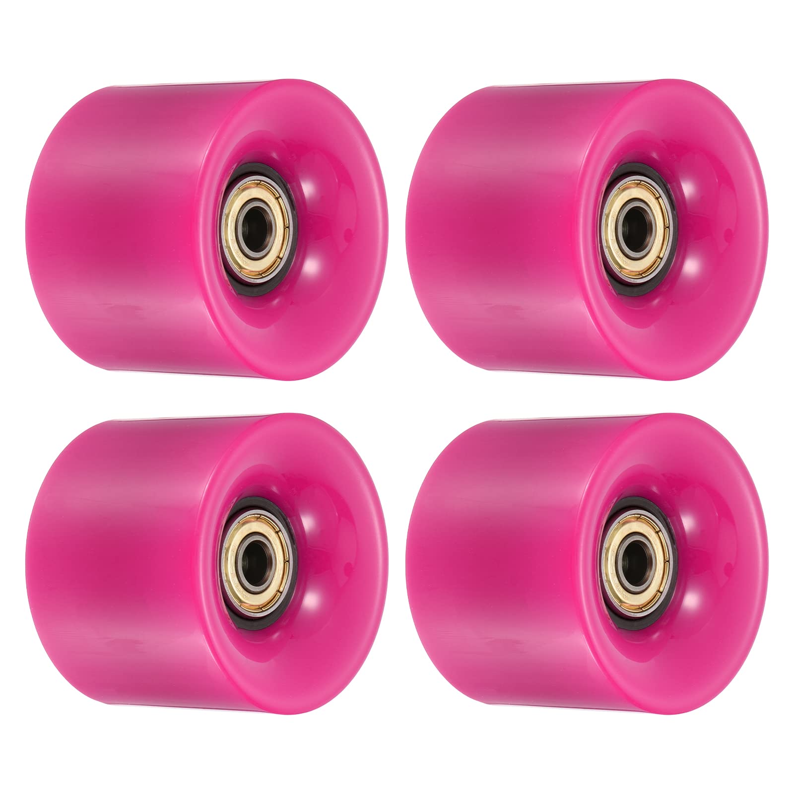 PATIKIL 60mm Longboard Wheels with Bearings ABEC-11, 4 Pack Street Wheels for Skateboards Cruiser Wheel Replacement 80A, Rose Red Golden