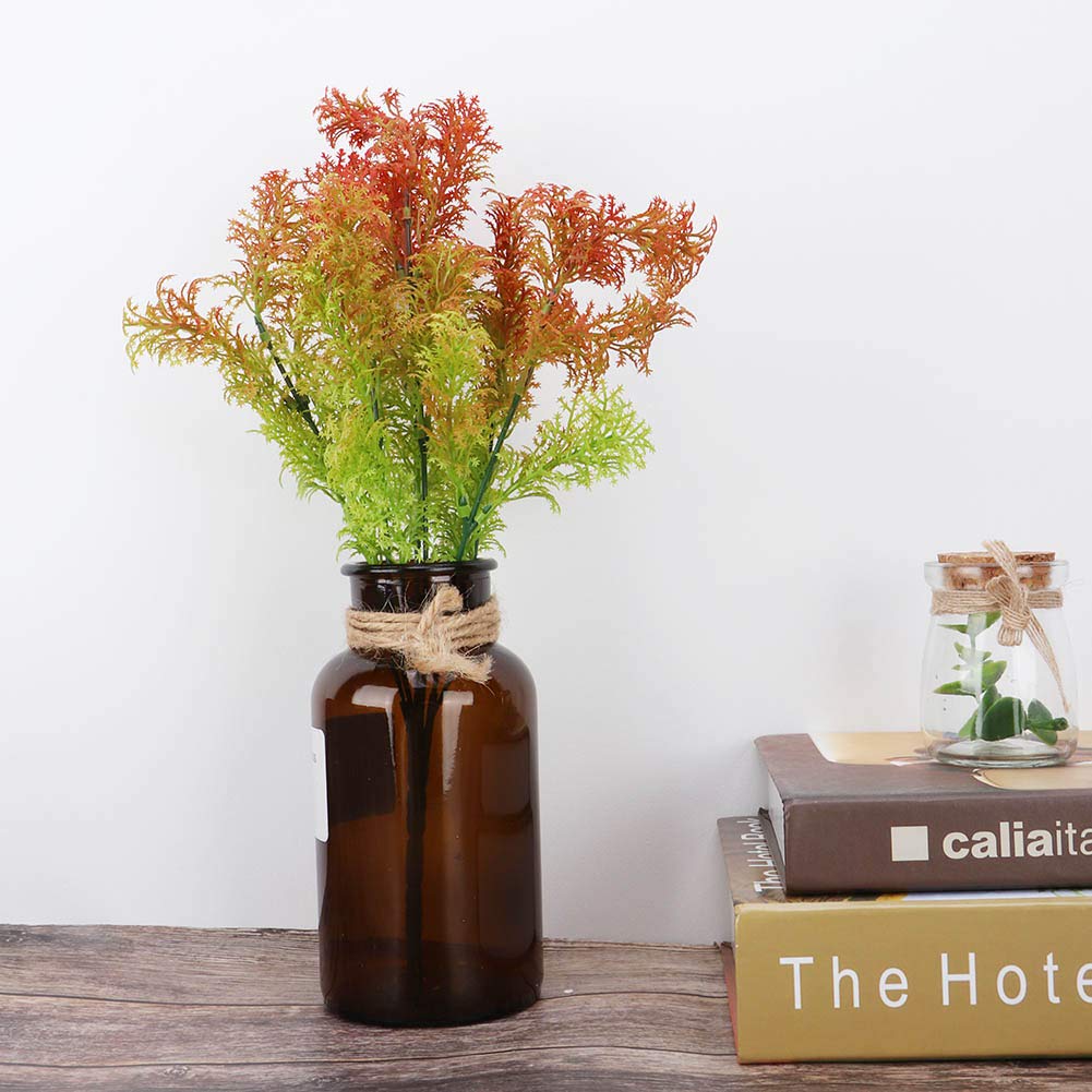 Mumusuki Plastic Artificial Plants Leaves Seaweed Bryophyte Simulated Plant for Office Home Garden Landscape Indoor Hanging Baskets Wedding Garland Decor Orange sea fishing