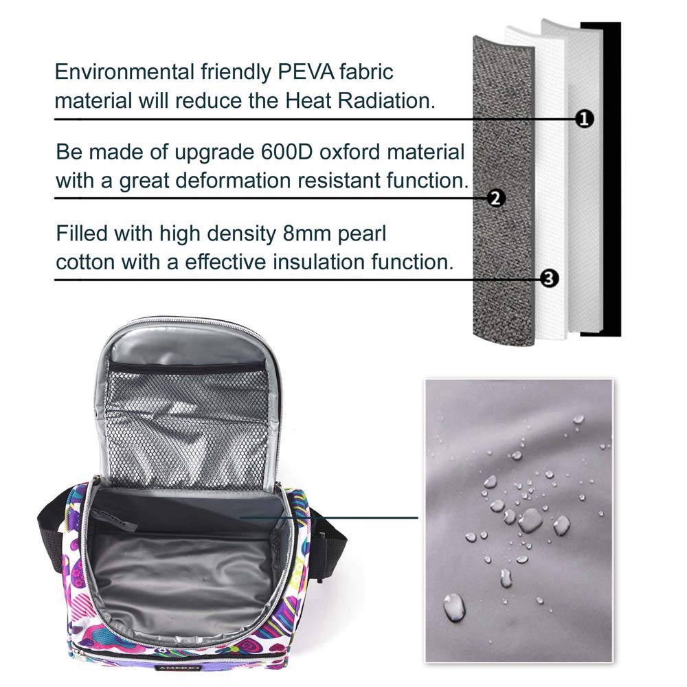 Lunch Bags For Women, Adult Lunch Box For Work Men/Women /Kids with Adjustable Strap and Zip Closure Travel Lunch Tote, Front Pocket (purple)