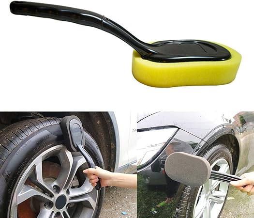 Amazon Shentesel 自動車タイヤホイールワックス研磨コンパウンド 洗浄スポンジブラシ オートクリーニングパッド ブラックイエロー ブラシ 車 バイク