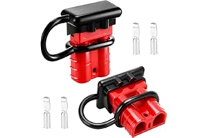 Mindow 50A 600V Red Battery Quick Connect/Disconnect with Dust Covers, Compatible with Anderson Connector, 8-12 AWG for Car/RV/Truck/Winch/Trailer/Traction System(2 Pcs)