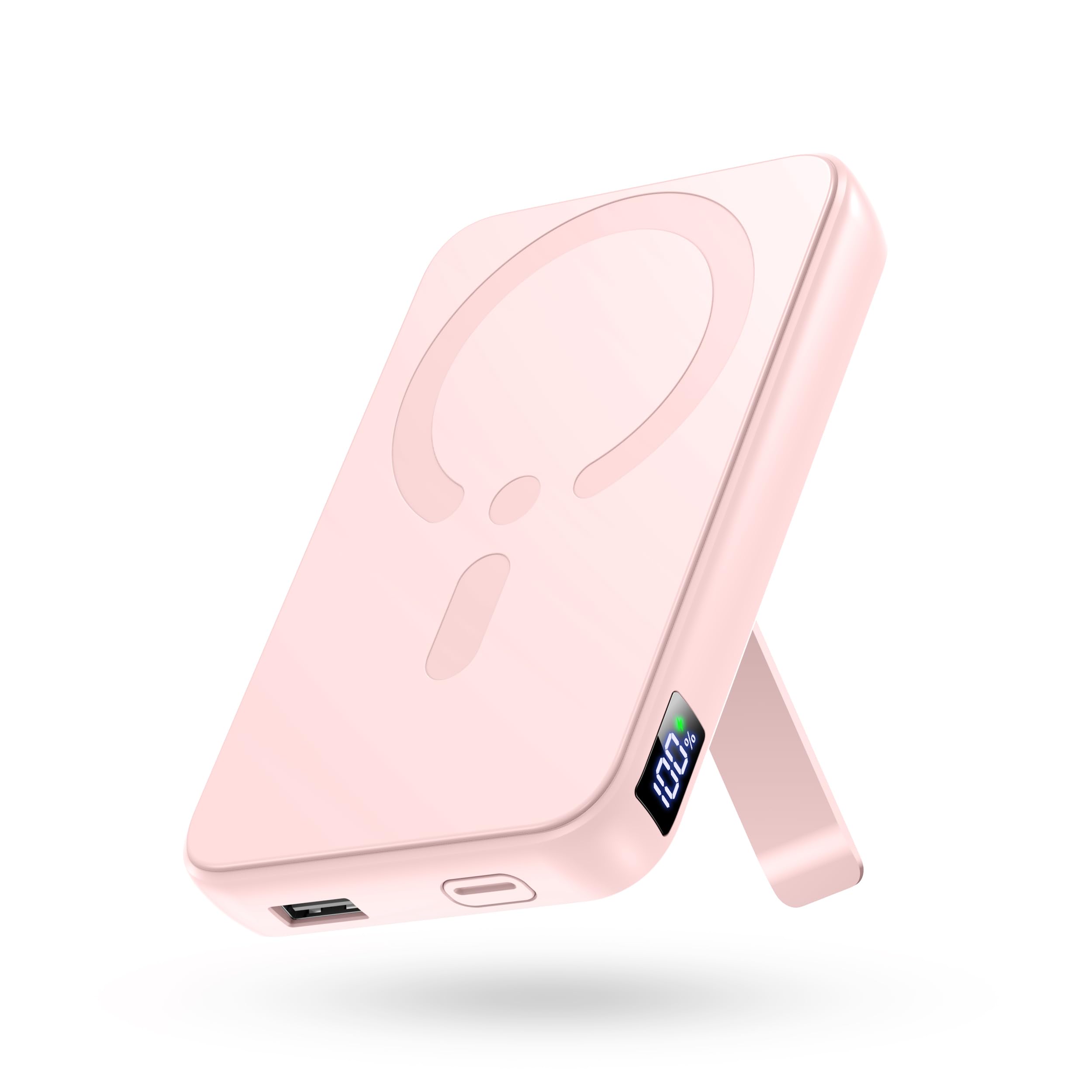 Photo 1 of for Magsafe Portable Charger, 12000mAh Wireless Magnetic Power Bank with Stand and USB C in/Out Fast Charging, for Magsafe Battery Pack Compatible with iPhone 15/14/13/12 Pro/Pro Max/Plus Series-Pink