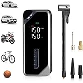 VOLLYC Car Tire Inflator Portable Air Compressor–150 PSI Air Pump for Car Tires, Air Compressor for Car, Cordless Bike Pump with Digital Pressure Gauge, 4 Preset Modes for Car Bike Motorcycle Balls