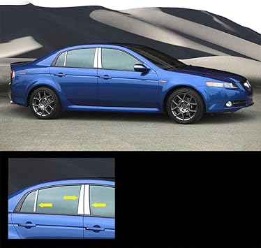 Amazon Com Made In Usa Compatible With 2004 2008 Acura Tl Stainless Steel Chrome Pillar Post Trim 6pc Automotive