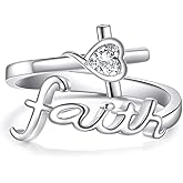 AXOMY Faith Ring 925 Sterling Silver Cross Rings Adjustable Faith Wrap Ring Jewelry Gifts for Women