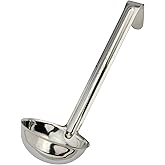 Winco LDI-30SH, 3 Oz Stainless Steel Soup Ladle with 6-Inch Handle, One Piece Sauce Portioner, Solid Serving Spoon, NSF
