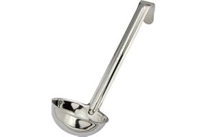 Winco LDI-30SH, 3 Oz Stainless Steel Soup Ladle with 6-Inch Handle, One Piece Sauce Portioner, Solid Serving Spoon, NSF