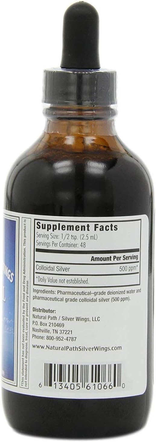 Natural Path Silver Wings - Colloidal Silver 500 ppm - Pure Mineral Supplement - Immune Support for Your Family - Powerful Healing Without a Bad Taste (4fl oz/120ml) Bonus Stress Ball: Health & Personal Care
