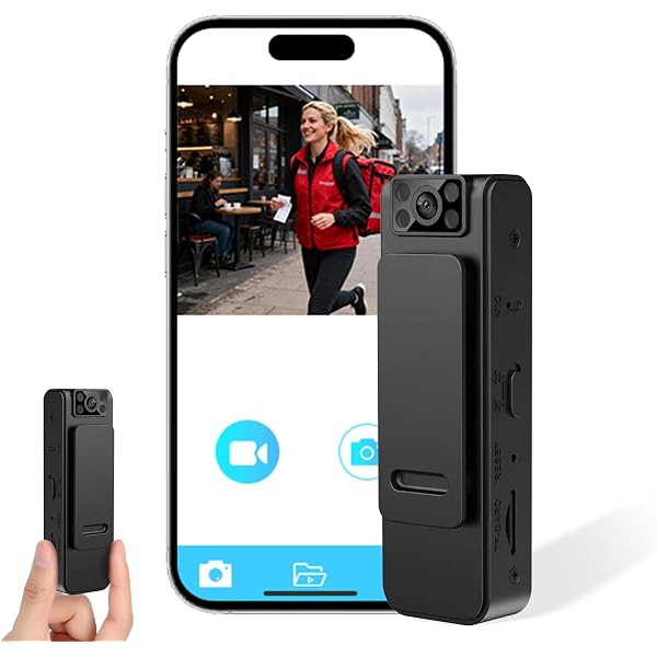 Yunseity Mini Grabadora de Video con Cámara Corporal, Videocámara Portátil con Clip Trasero 1080P con Audio, Luz Indicadora LED Cámara de Video de Bolsillo Compatible con Visión Nocturna