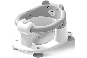 TAVLSHERO Baby Bath Seat for Babies 6 Months & Up, Toddler Bath Seats for Babies Sitting Up, Non-Slip Infant Bath Tub Chair with 4 Suction Cups & Soft Cushion for Shower, Compact Toddler Bathtub Seat, Gray