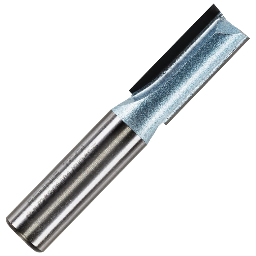 Rennie Tools - 12.7mm (1/2") Cutting Diameter x 30mm Flute x 1/2" Shank TCT Tipped 2 Flute Straight Router Cutter Bit. Compatible With Makita Trend Festool Hikoki Dewalt Router Etc. 12.7mm Router Bit