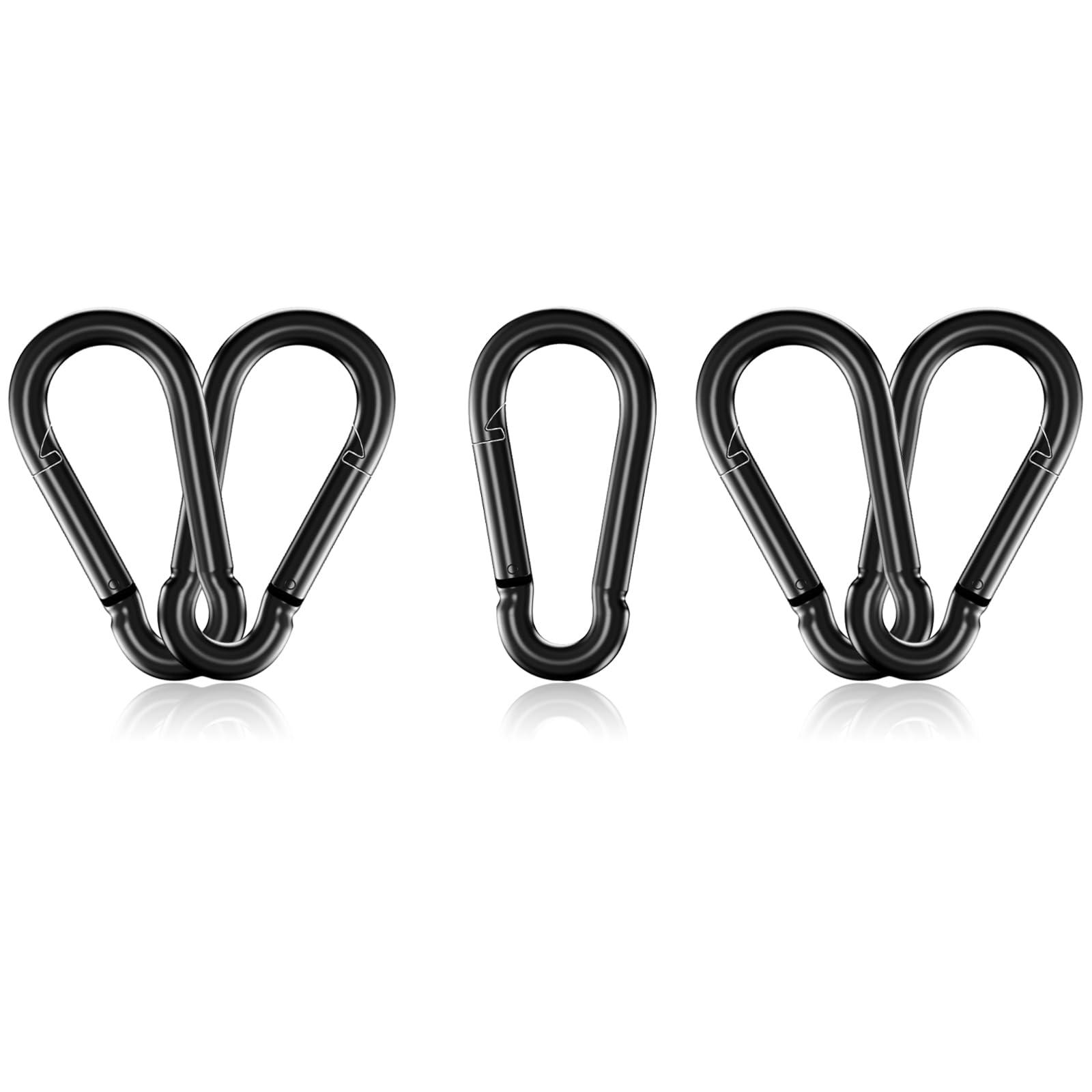 Photo 1 of 3" Heavy Duty Spring Snap Hook Carabiners, M8 5/16" Galvanized Steel Black Carabiner Clip, Quick Link Keychain for Hammock Swing Set Outdoor Travel Camping Fishing Hiking?5 Pack?