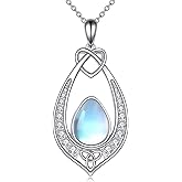 YAFEINI Moonstone Necklace for Women 925 Sterling Silver Moonstone Neckalce Pendant Jewelry Gifts for Women