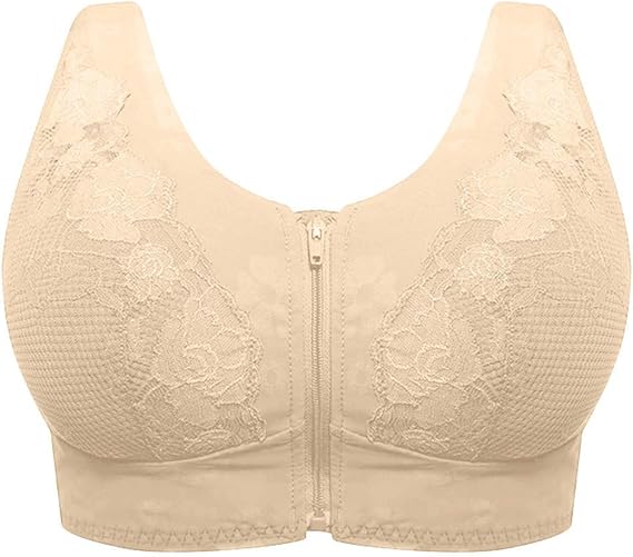 SUCES Damen Starker Halt Sport BH Vorderverschluss Reißverschluss Ohne Bügel Push-Up Bra für ...