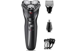 Electric Razor for Men, rategist Rechargeable Electric Shaver, Waterproof Wet Dry Cordless Razor, Adjustable Speeds, with Nose Hair Trimmer, Sideburns Trimmer